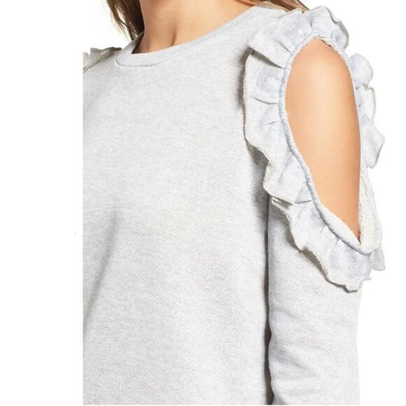 Caslon Ruffle Trim Cold Shoulder Sweatshirt - Gray - Small - Picture 7 of 16